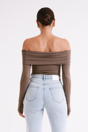 Lucinda Recycled Nylon Off Shoulder Top - Coco