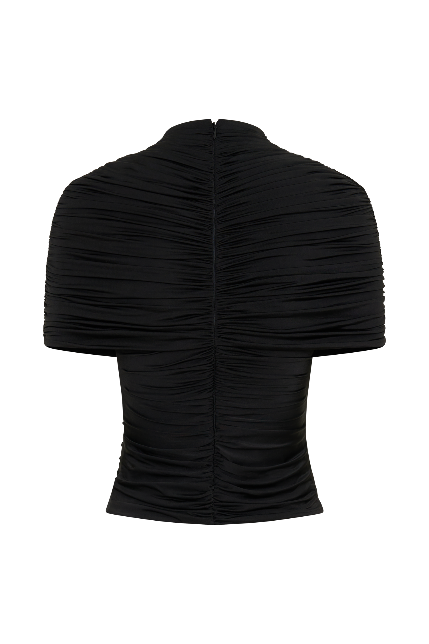 Linh Slinky High Neck Gathered Top - Black #12