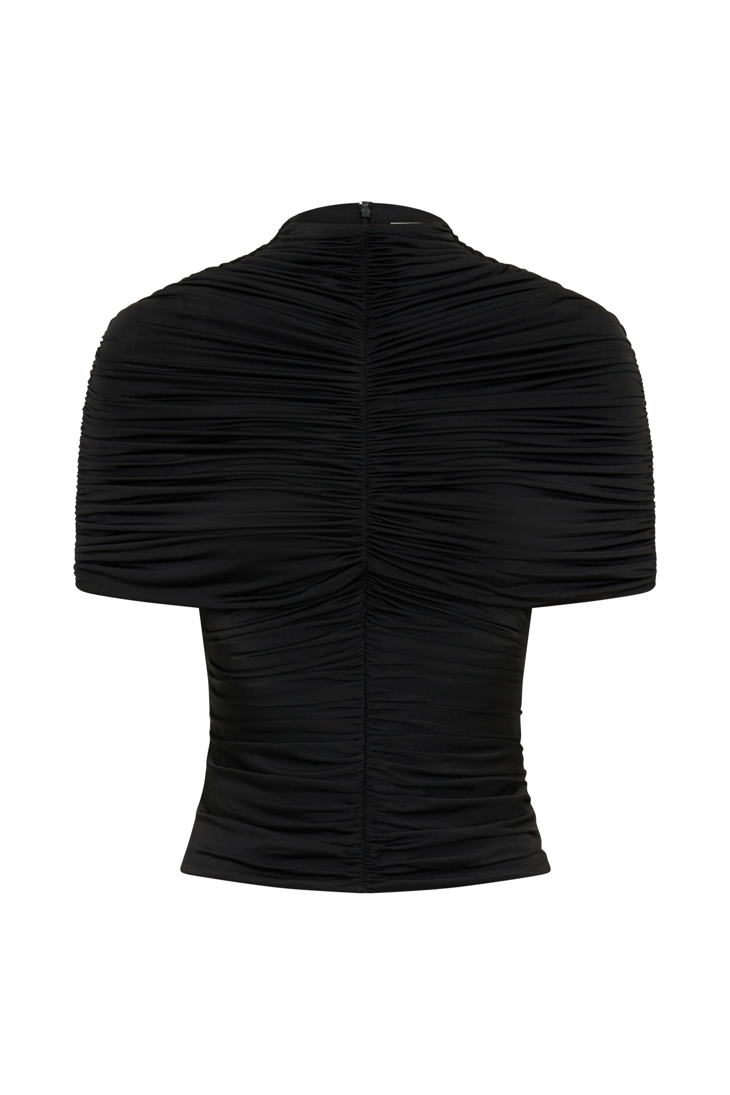 Linh Slinky High Neck Gathered Top - Black #11
