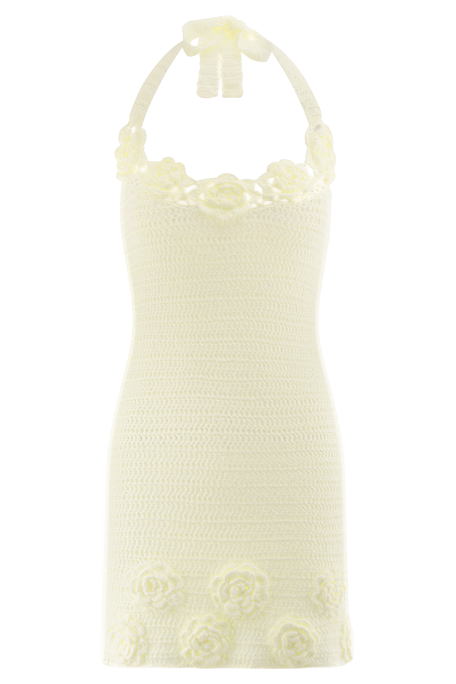 Liyah Floral Hand Crochet Mini Dress - Ivory | MESHKI