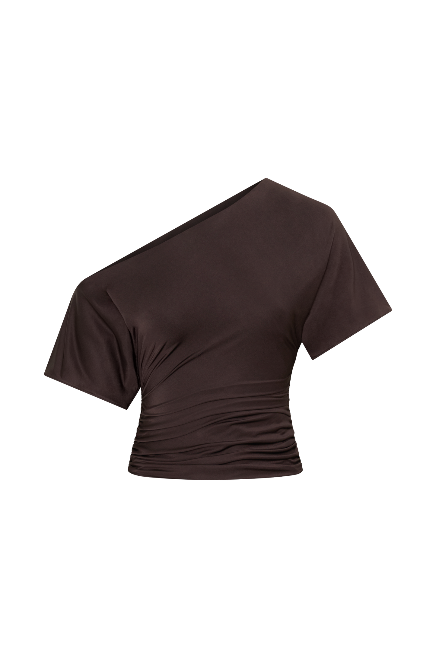 Luu Off Shoulder Slinky Top - Dark Chocolate