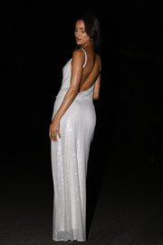 Marise Sequin Gown - White