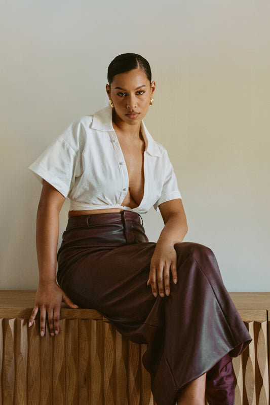 Mavis Twist Front Cotton Shirt - White