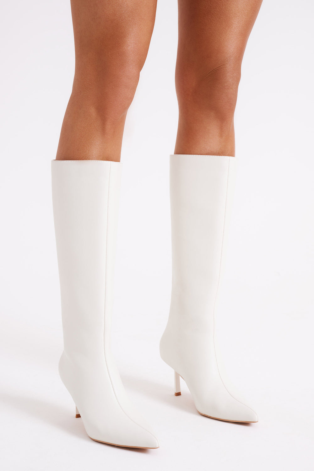 Jesi Faux Leather Boots - Ivory