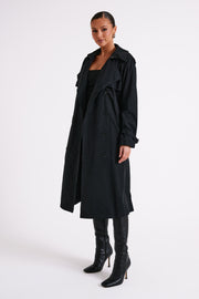 Channing Trench Coat With Belt - Black