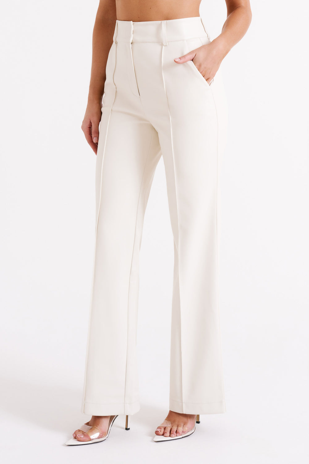 Toni Faux Leather Wide Leg Pant - Ivory