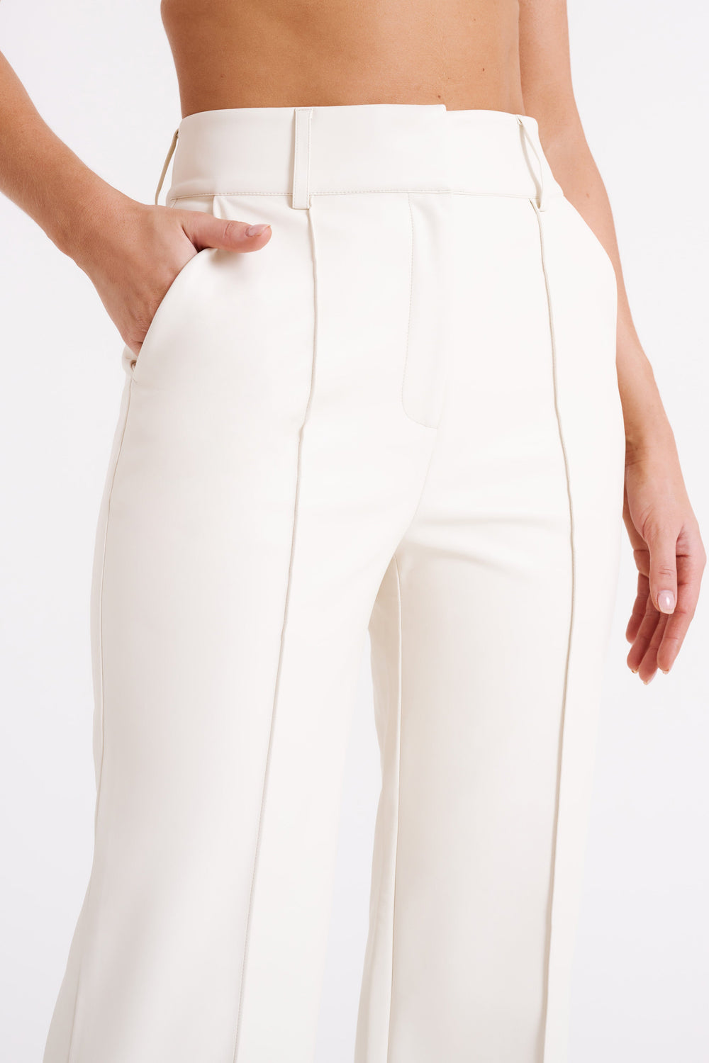 Toni Faux Leather Wide Leg Pant - Ivory