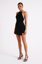 Vera Tie Suiting Mini Skirt - Black