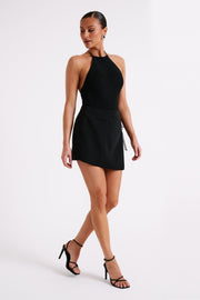 Vera Tie Suiting Mini Skirt - Black