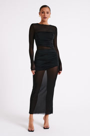 Kate Mesh And Nylon Maxi Dress - Black