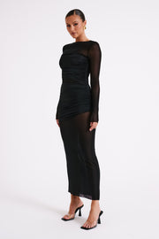 Kate Mesh And Nylon Maxi Dress - Black