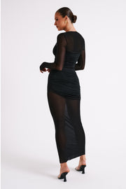 Kate Mesh And Nylon Maxi Dress - Black