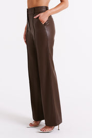 Toni Faux Leather Wide Leg Pant - Dark Brown