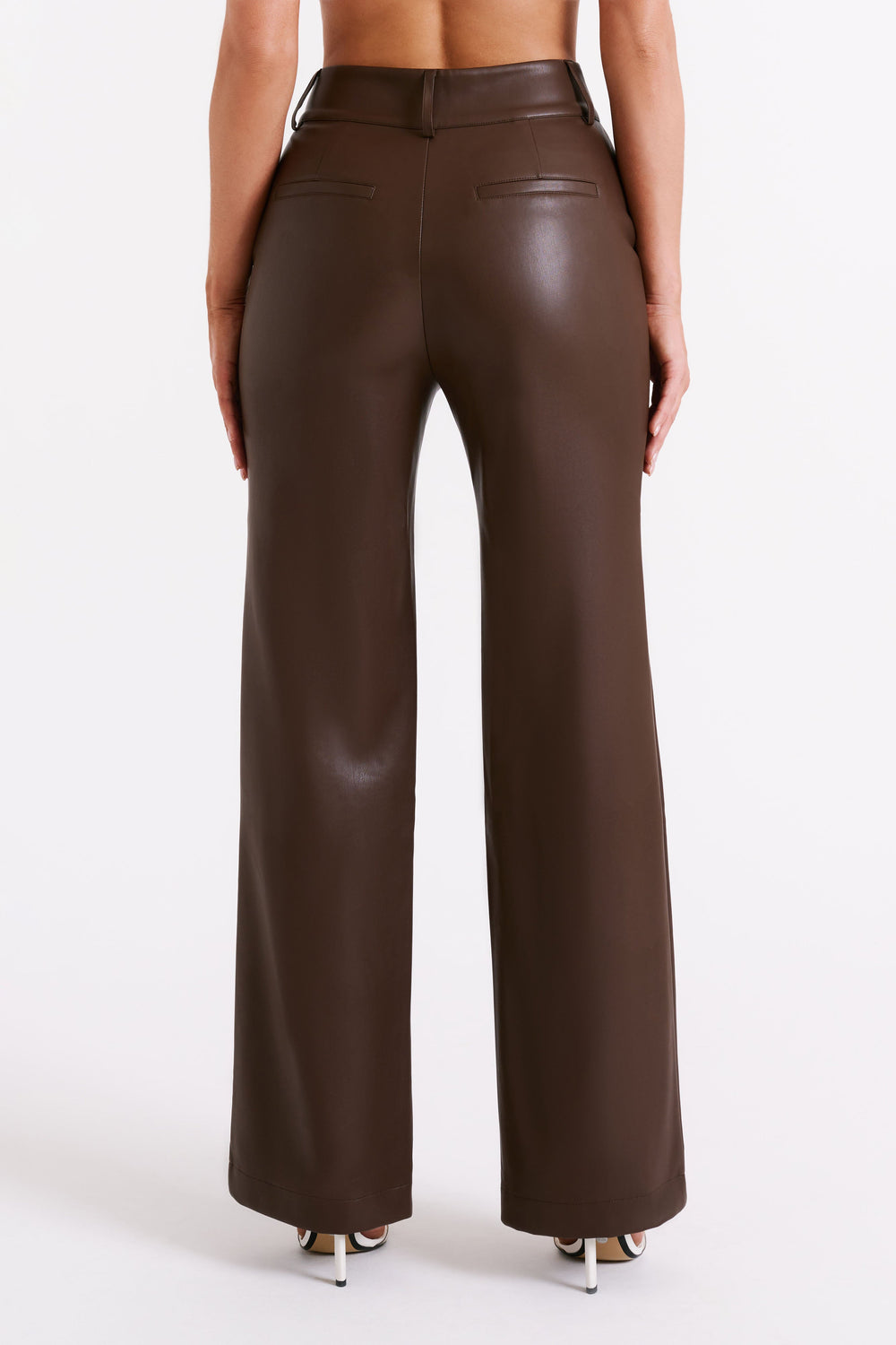 Toni Faux Leather Wide Leg Pant - Dark Brown