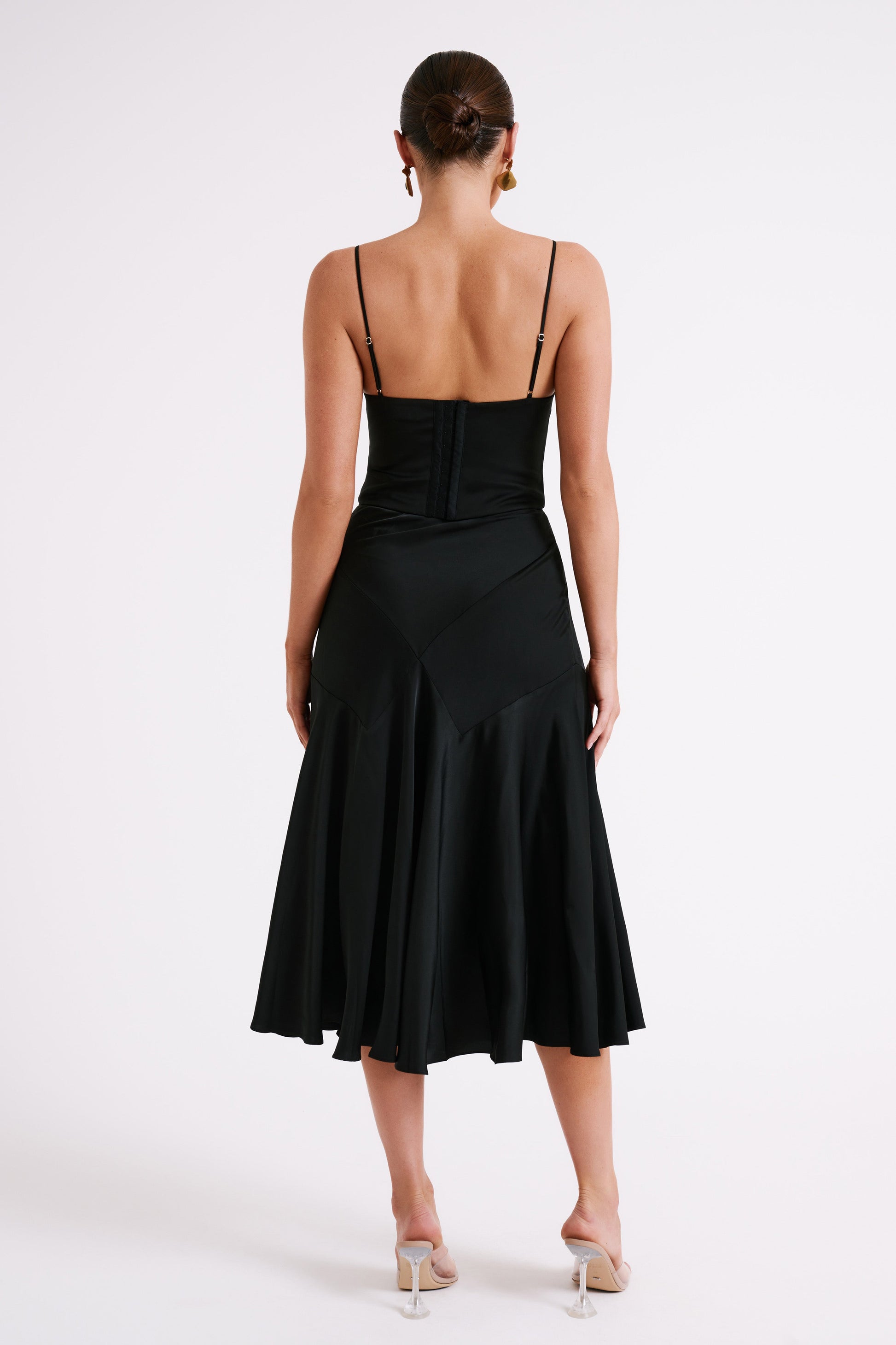 Tomika Satin Midi Skirt - Black #4