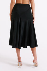 Tomika Satin Midi Skirt - Black