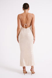 Brianna Sequin Maxi Dress - Cream