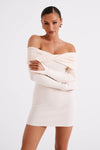 Clover Off Shoulder Knit Mini Dress - Olive