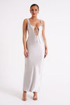 Aubrie Keyhole Satin Maxi Dress - Black
