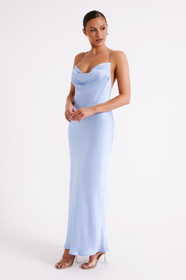 Shop Formal Dress - Kalani  Chain Maxi Dress - Ice Blue sixth image