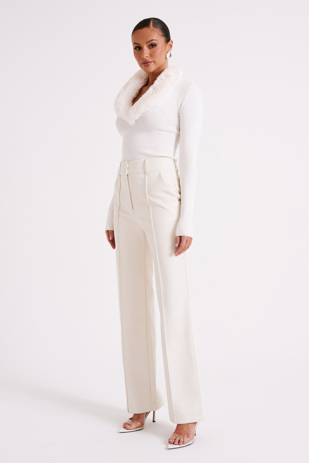 Toni Faux Leather Wide Leg Pant - Ivory