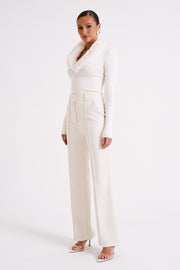 Toni Faux Leather Wide Leg Pant - Ivory