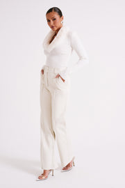 Toni Faux Leather Wide Leg Pant - Ivory