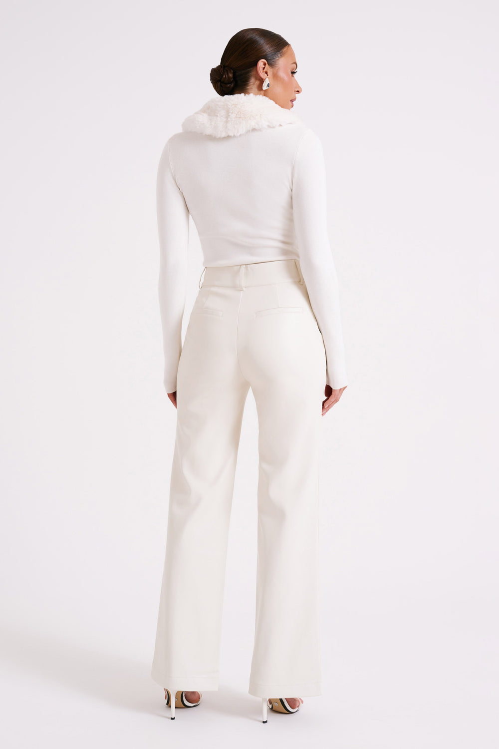 Toni Faux Leather Wide Leg Pant - Ivory