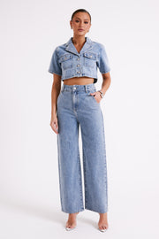 Roxy Wide Leg High Waist Denim Jeans - Vintage Blue