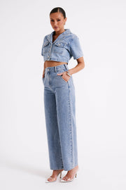 Roxy Wide Leg High Waist Denim Jeans - Vintage Blue