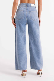 Roxy Wide Leg High Waist Denim Jeans - Vintage Blue