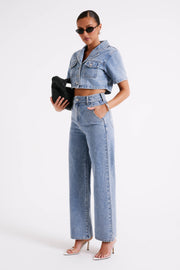 Roxy Wide Leg High Waist Denim Jeans - Vintage Blue