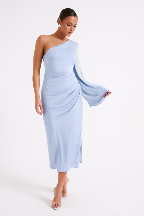 Shop Formal Dress - Nyomi  One Shoulder Maxi Dress - Ice Blue fifth image