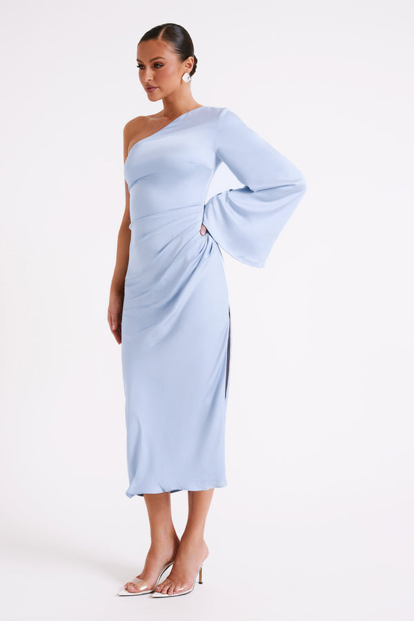 Shop Formal Dress - Nyomi  One Shoulder Maxi Dress - Ice Blue sixth image