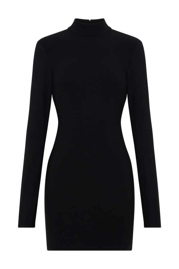 Agatha Crepe Pearl Mini Dress - Black