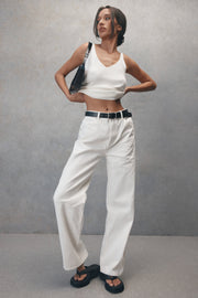 Alicia Sleeveless Knit Top - White