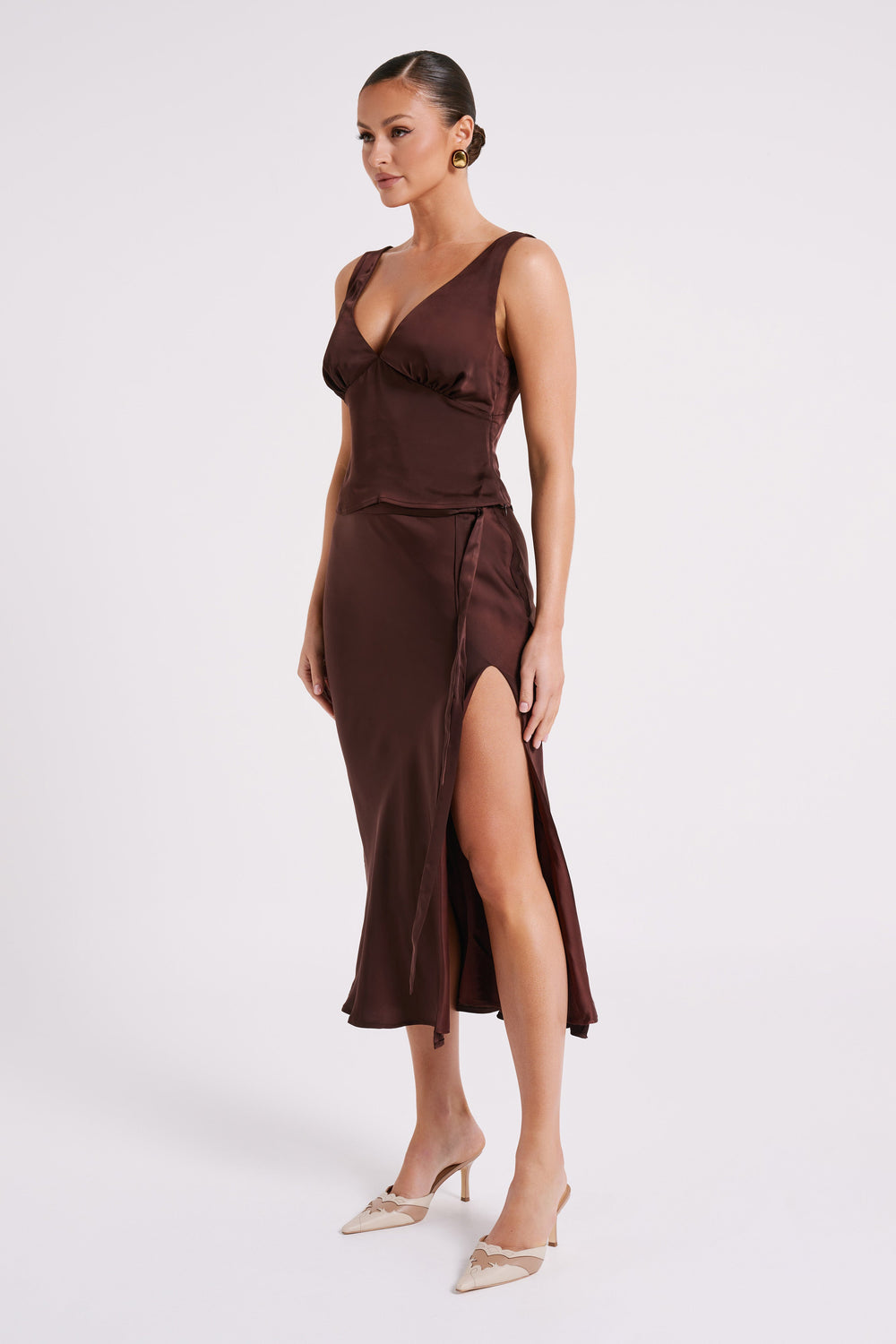 Edie Satin Top - Dark Chocolate
