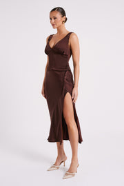 Edie Satin Top - Dark Chocolate