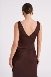 Edie Satin Top - Dark Chocolate