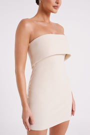 Mariska Strapless Crepe Mini Dress - Cream