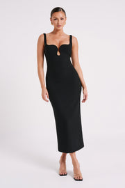 Dimi Scoop Neck Midi Dress - Black