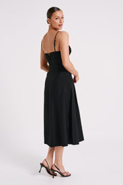 Alaina A-Line Midi Dress - Black
