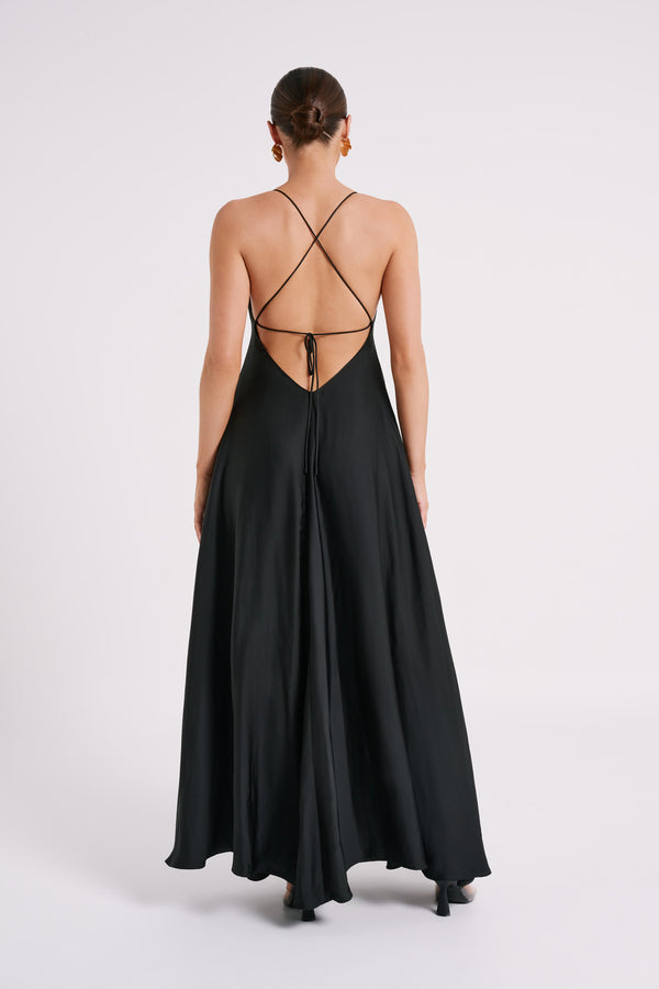 Melisandre Baby Doll Maxi Dress Black MESHKI