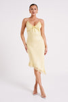 Crawford Satin Midi Dress - Yellow