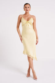 Crawford Satin Midi Dress - Yellow