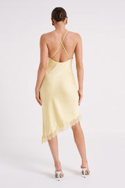 Crawford Satin Midi Dress - Yellow