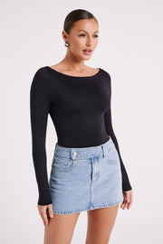 Cate Boatneck Long Sleeve Bodysuit - Black