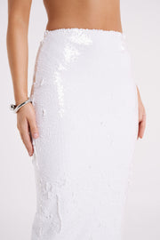 Cosette Sequin Maxi Skirt - White