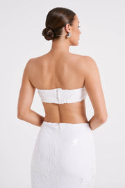 Emerie Strapless Sequin Bandeau - White