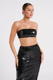 Emerie Strapless Sequin Bandeau - Black